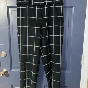 Ann Taylor Black and White Grid Dress Pants